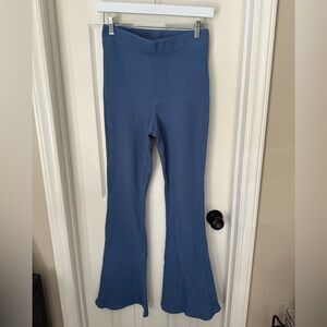 aerie blue waffle knit flare pants